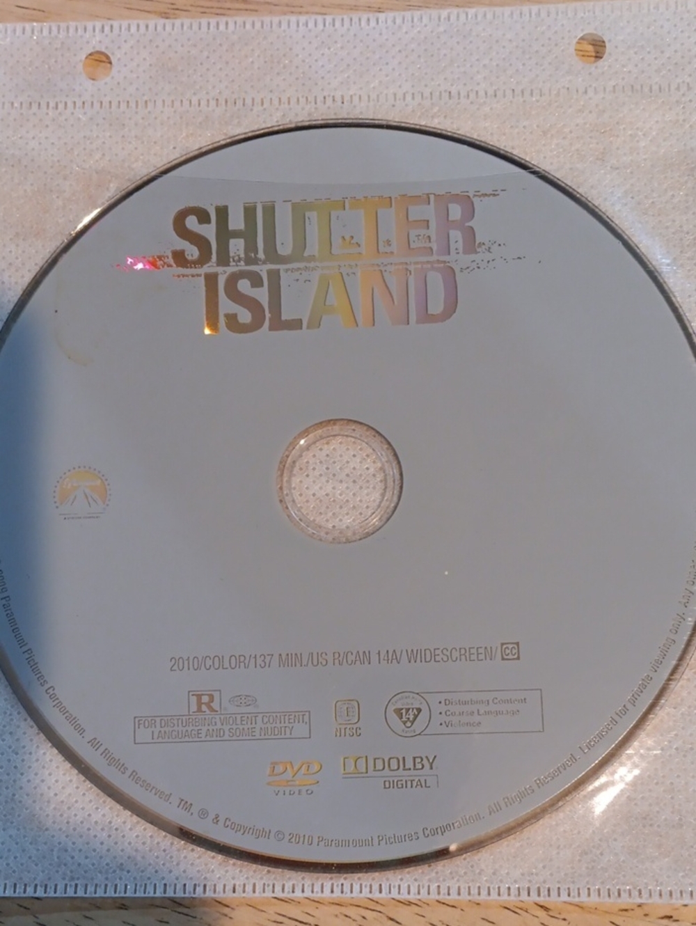 Shutter Island DVD *NO CASE*